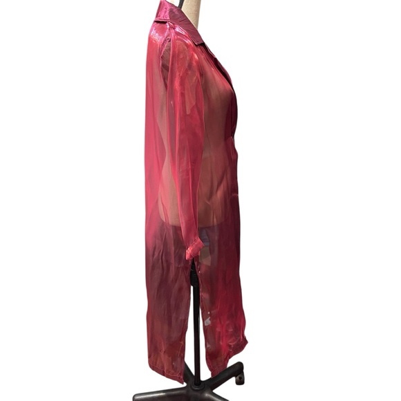 NWT Anthropologie‎ Femme Sheer Trench Coat Duster Unique Dopamine Dressing - Picture 4 of 13
